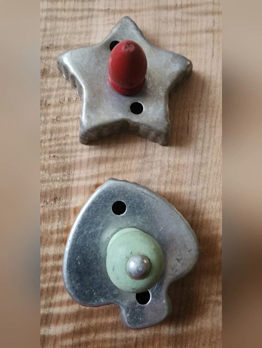 Vntg Wood Handle Cookie Cutter Lot Of 2